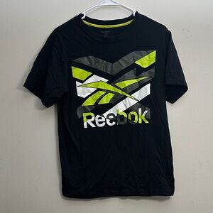 Reebok Men's Black Tee with Lime and White Design